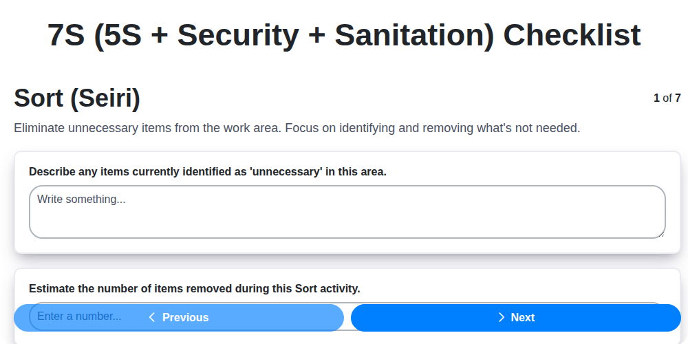 7s 5s security sanitation checklist screenshot
