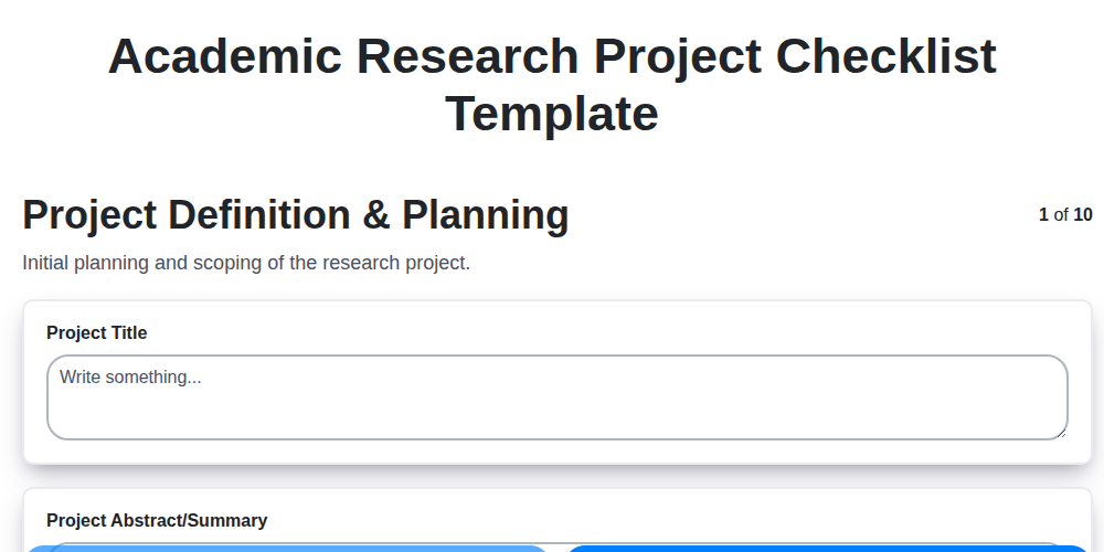 academic research project checklist template screenshot