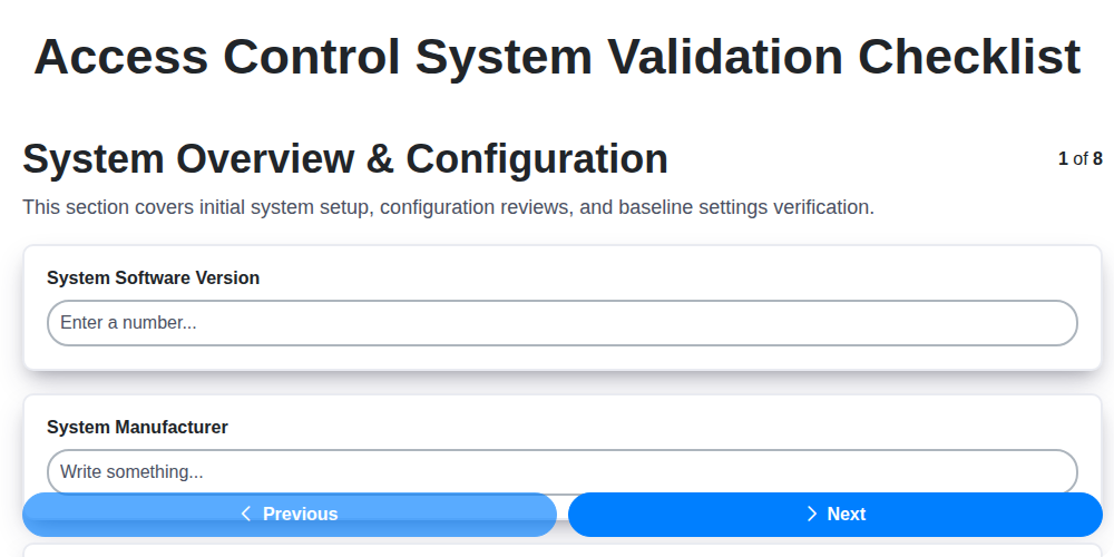 access control system validation screenshot