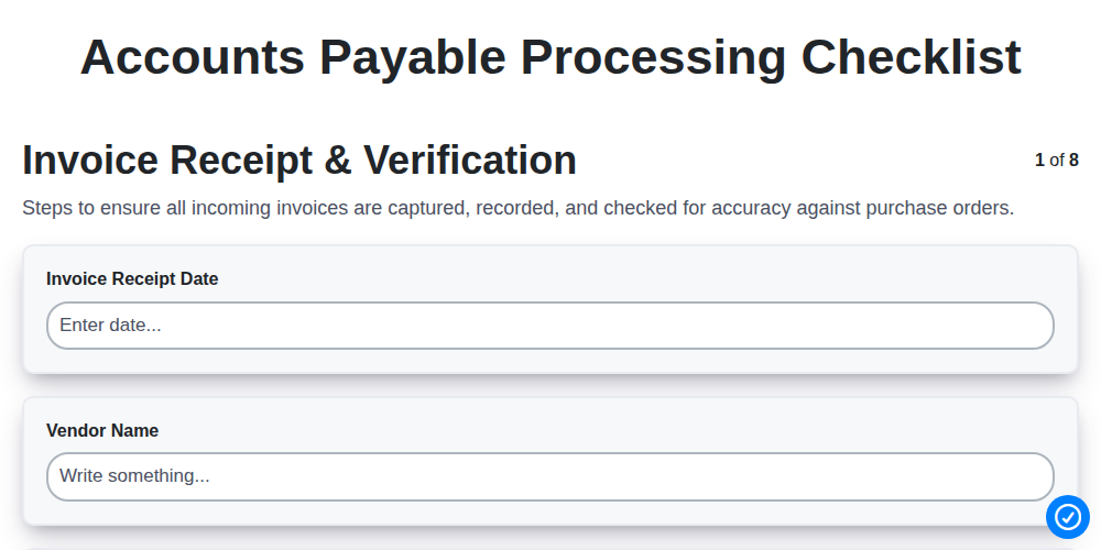 accounts payable processing checklist screenshot
