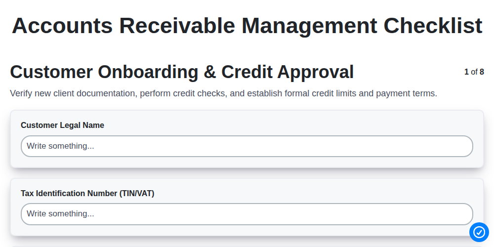accounts receivable management checklist screenshot