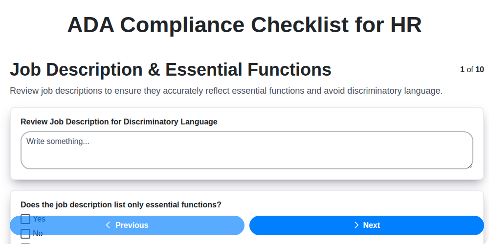 ada compliance checklist for hr screenshot