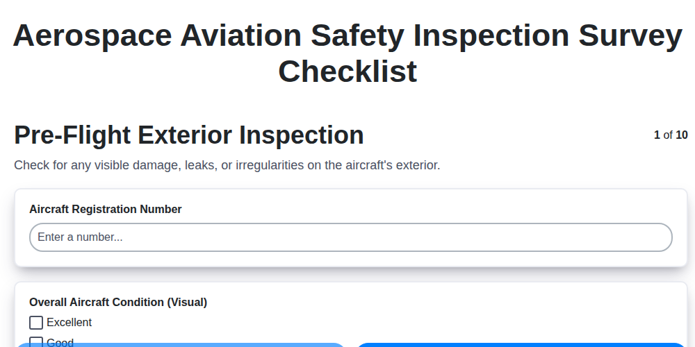 aerospace aviation safety inspection survey checklist screenshot