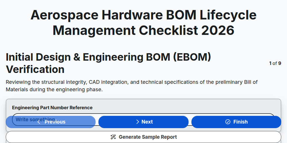Aerospace Hardware BOM Lifecycle Management Checklist 2026