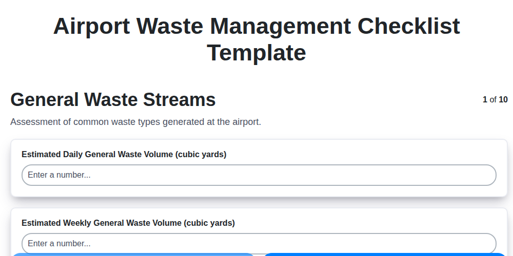 airport waste management checklist template screenshot