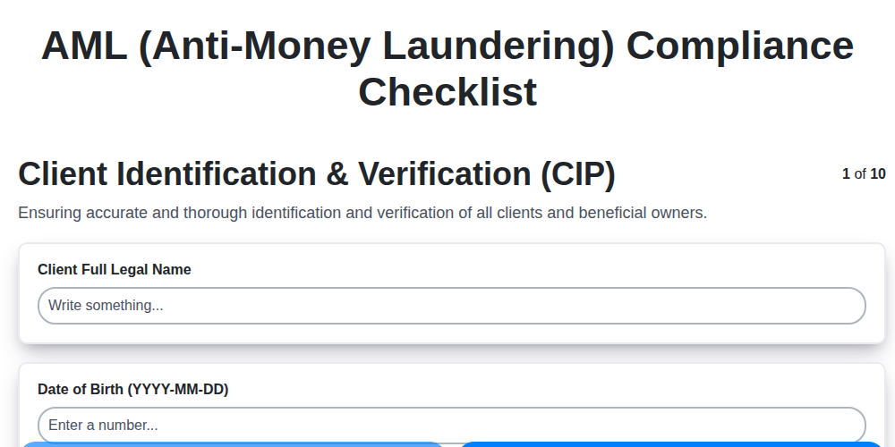 aml anti money laundering compliance checklist screenshot