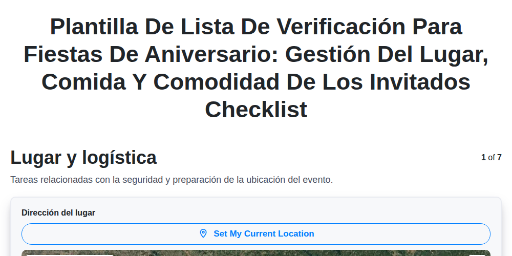 Plantilla de lista de verificación para fiestas de aniversario: Gestión del lugar, comida y comodidad de los invitados screenshot