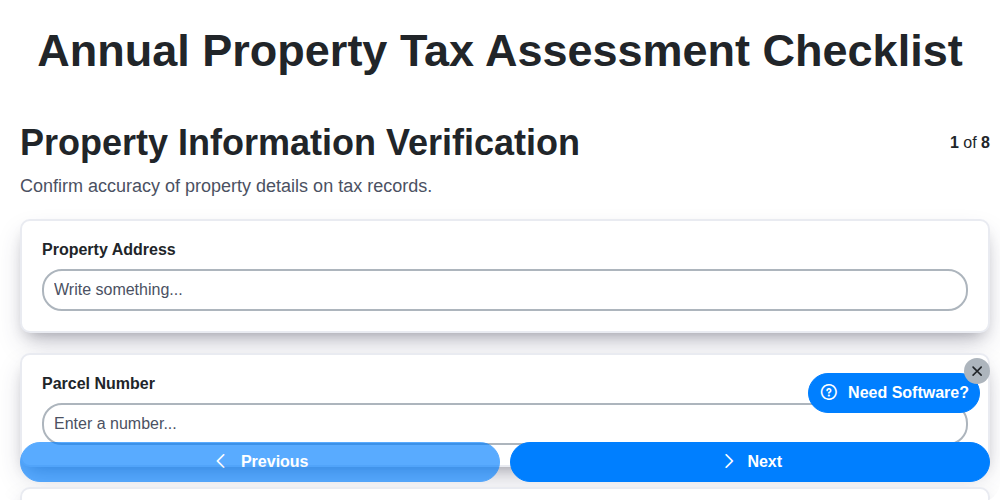 annual property tax assessment checklist screenshot
