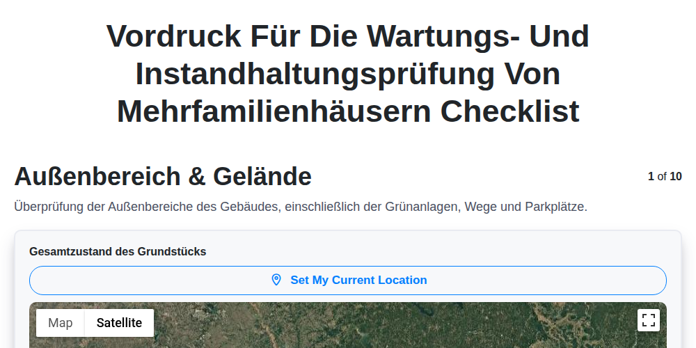 Vordruck für die Wartungs- und Instandhaltungsprüfung von Mehrfamilienhäusern screenshot