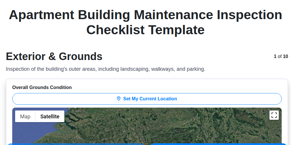 apartment building maintenance inspection checklist template screenshot