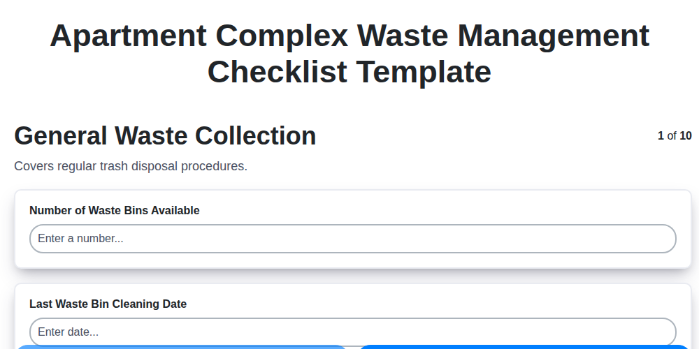 apartment complex waste management checklist template screenshot
