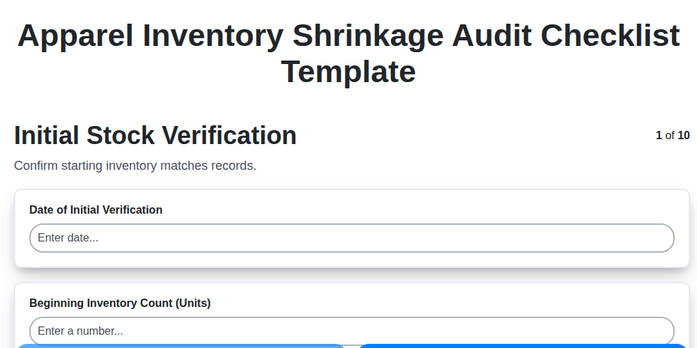 apparel inventory shrinkage audit checklist template screenshot