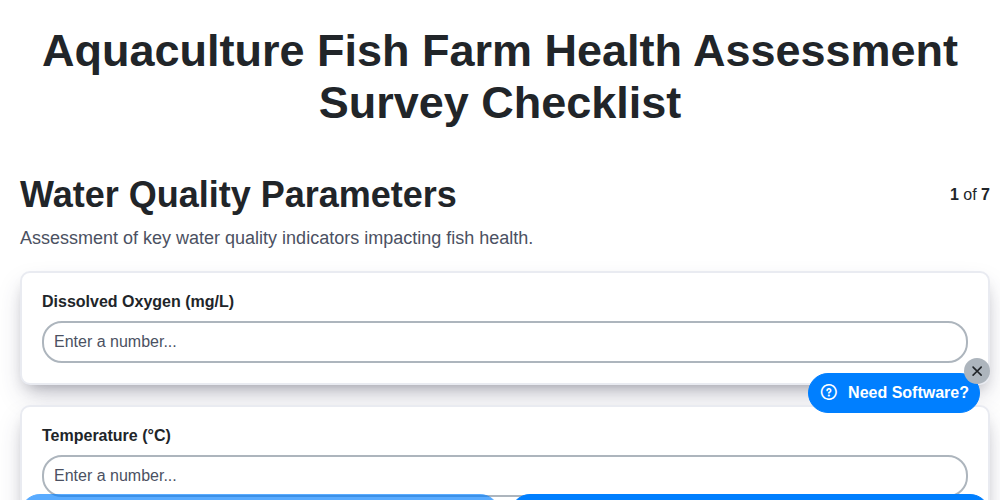 aquaculture fish farm health assessment survey checklist screenshot