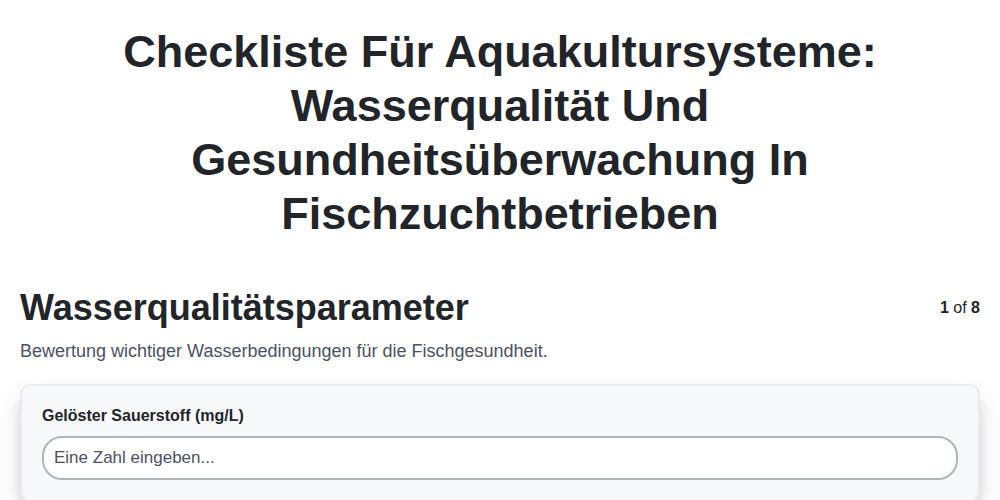 Checkliste für Aquakultursysteme: Wasserqualität und Gesundheitsüberwachung in Fischzuchtbetrieben