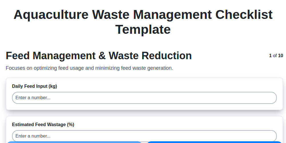 aquaculture waste management checklist template screenshot