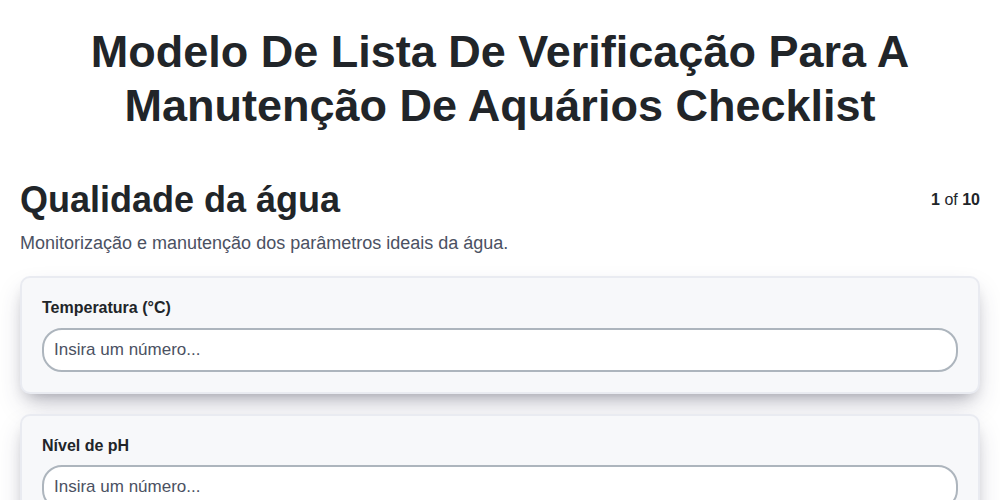 Modelo de Lista de Verificação para a Manutenção de Aquários screenshot