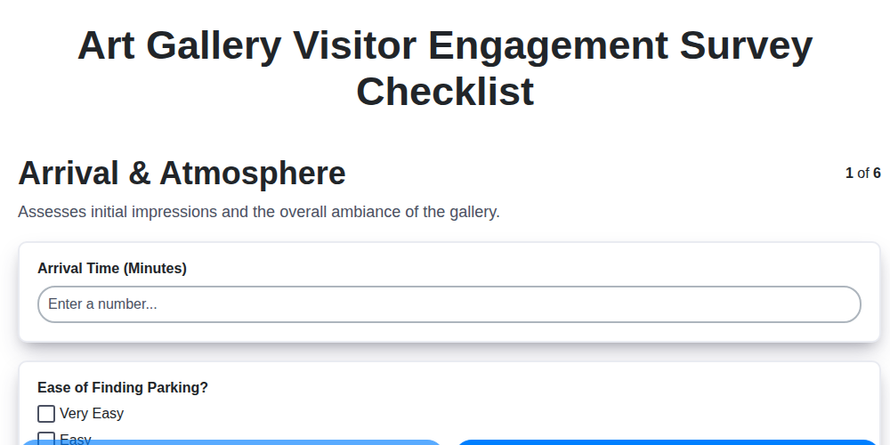 art gallery visitor engagement survey checklist screenshot