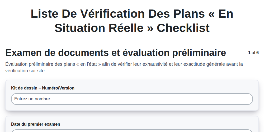 Liste de vérification des plans «&nbsp;en situation réelle » screenshot