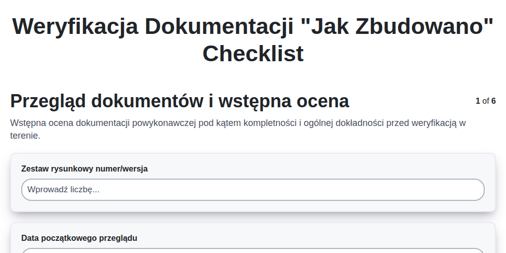 Weryfikacja Dokumentacji "Jak Zbudowano" screenshot