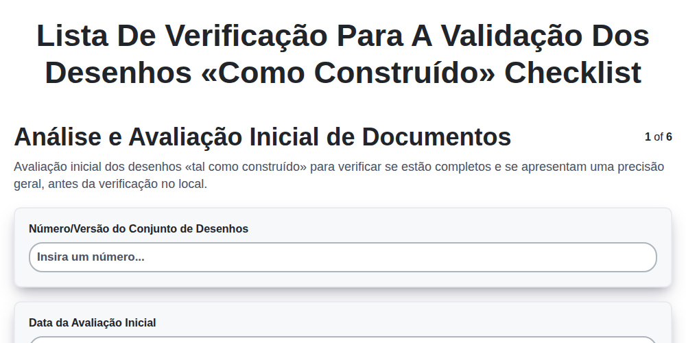 Lista de verificação para a validação dos desenhos «como construído» screenshot