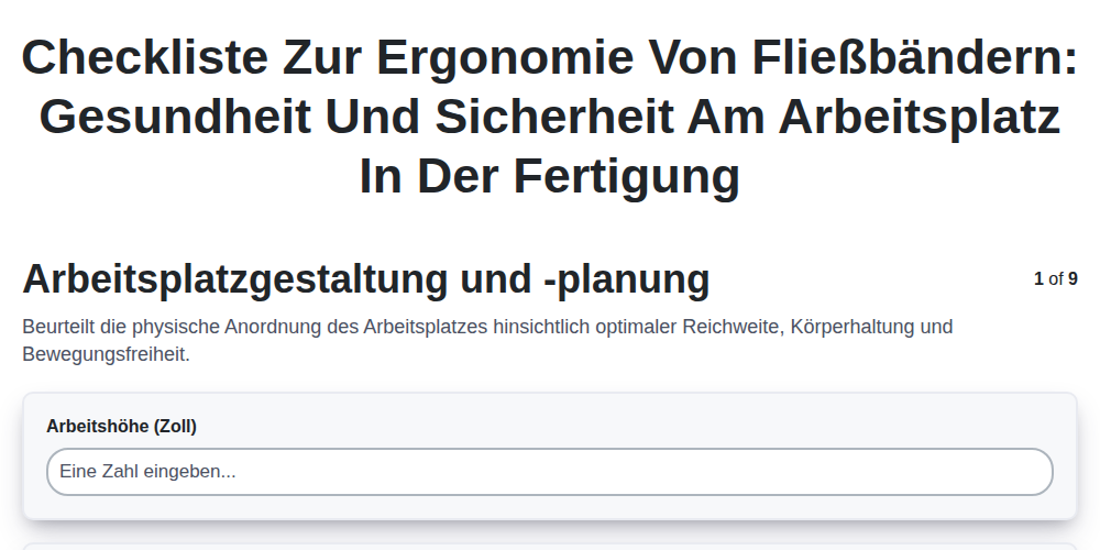 Checkliste zur Ergonomie von Fließbändern: Gesundheit und Sicherheit am Arbeitsplatz in der Fertigung