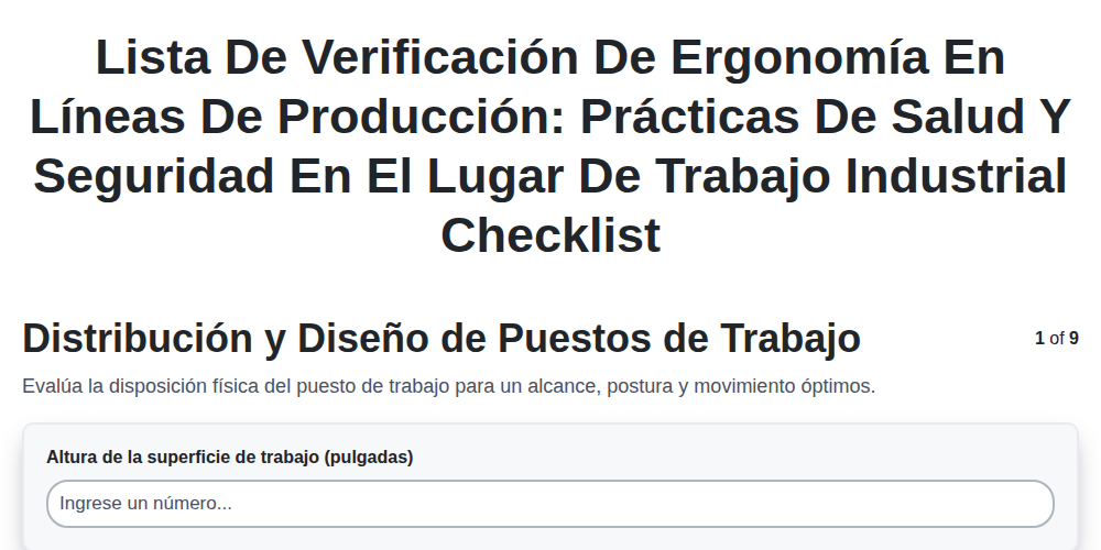 Lista de Verificación de Ergonomía en Líneas de Producción: Prácticas de Salud y Seguridad en el Lugar de Trabajo Industrial