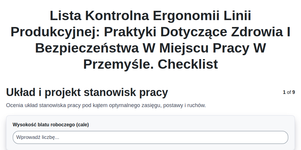 Lista kontrolna ergonomii linii produkcyjnej: Praktyki dotyczące zdrowia i bezpieczeństwa w miejscu pracy w przemyśle.