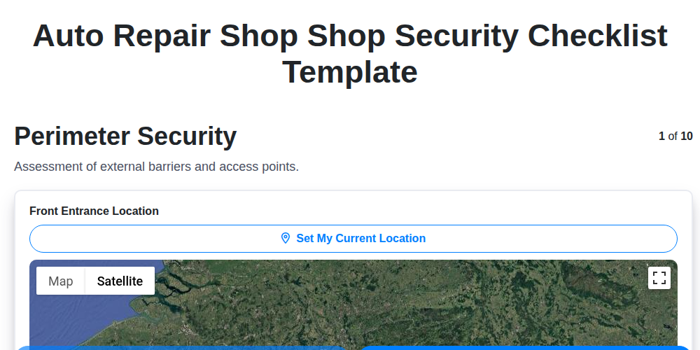 auto repair shop shop security checklist template screenshot