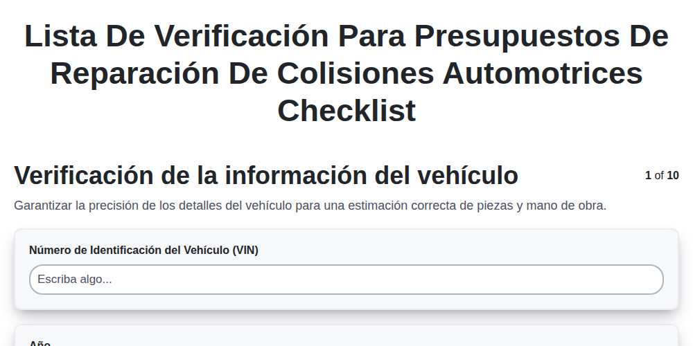 Lista de verificación para presupuestos de reparación de colisiones automotrices screenshot