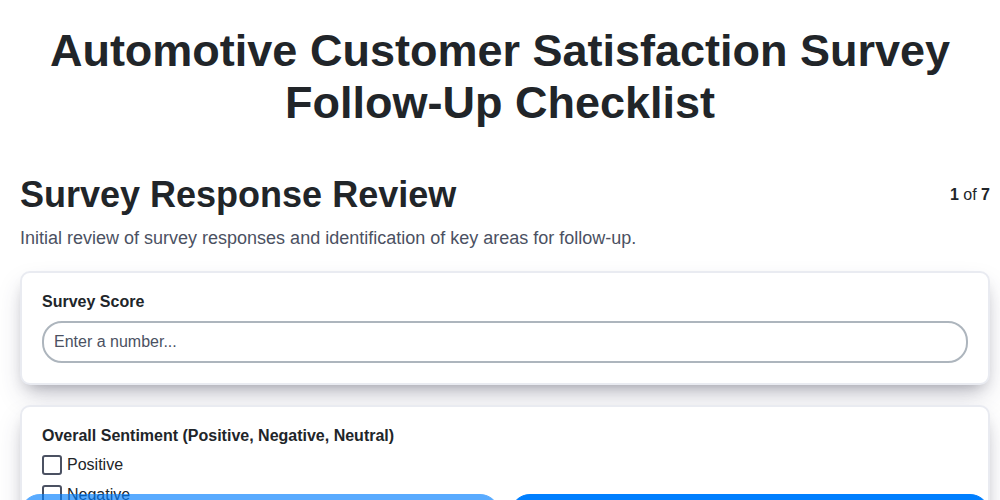 automotive customer satisfaction survey follow up checklist screenshot