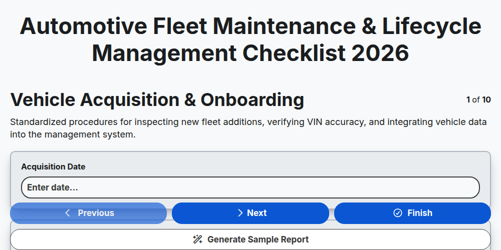Automotive Fleet Maintenance & Lifecycle Management Checklist 2026