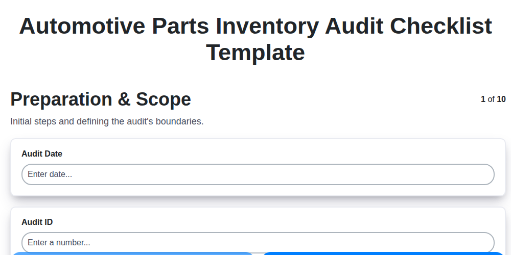 automotive parts inventory audit checklist template screenshot