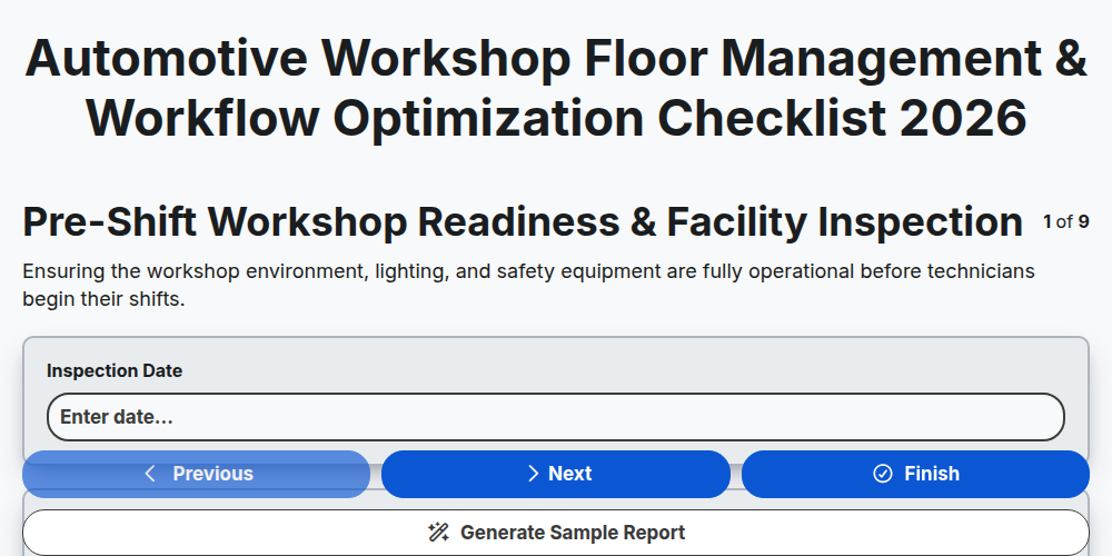 Automotive Workshop Floor Management & Workflow Optimization Checklist 2026