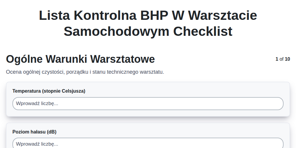 Lista kontrolna BHP w warsztacie samochodowym screenshot