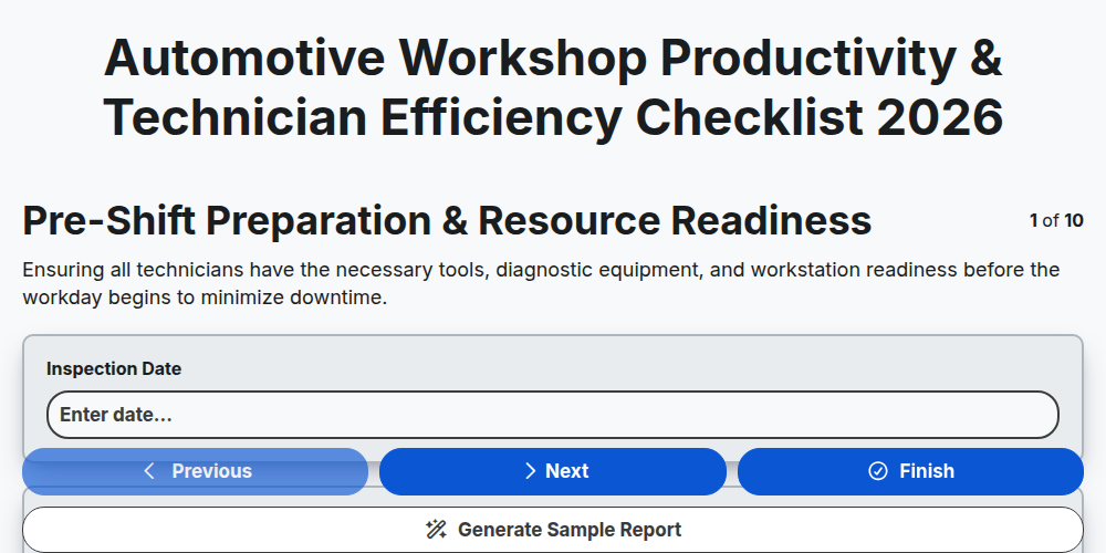 Automotive Workshop Productivity & Technician Efficiency Checklist 2026