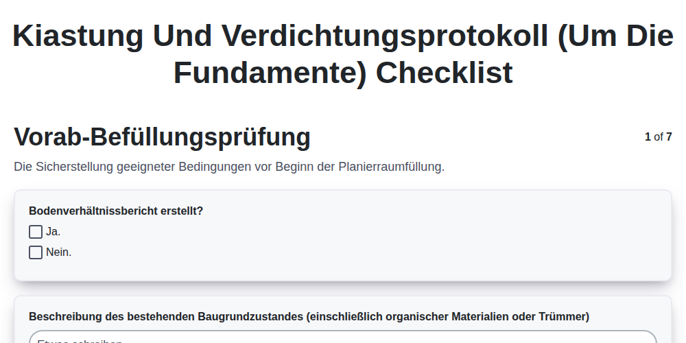 Kiastung und Verdichtungsprotokoll (um die Fundamente) screenshot