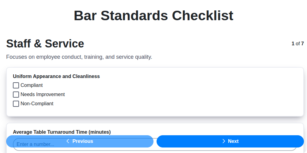 bar standards screenshot