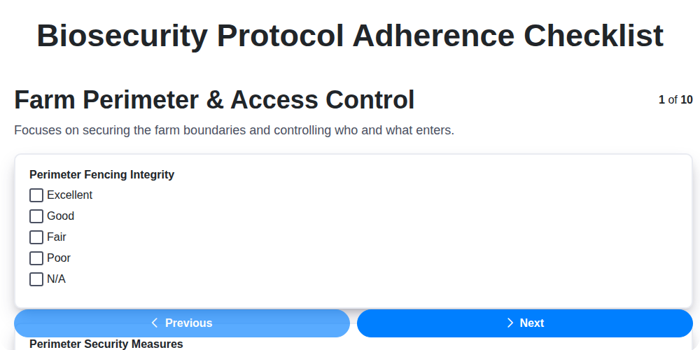 biosecurity protocol adherence screenshot