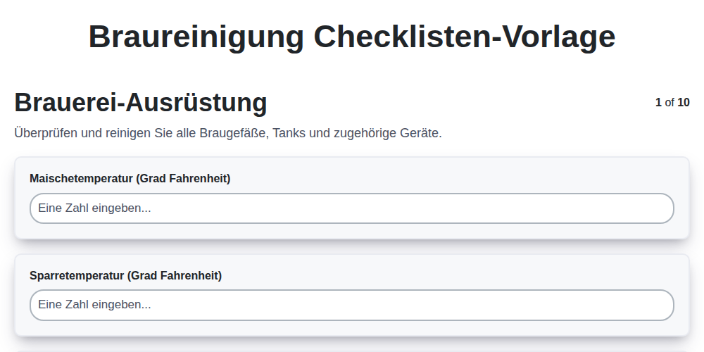 Braureinigung Checklisten-Vorlage screenshot
