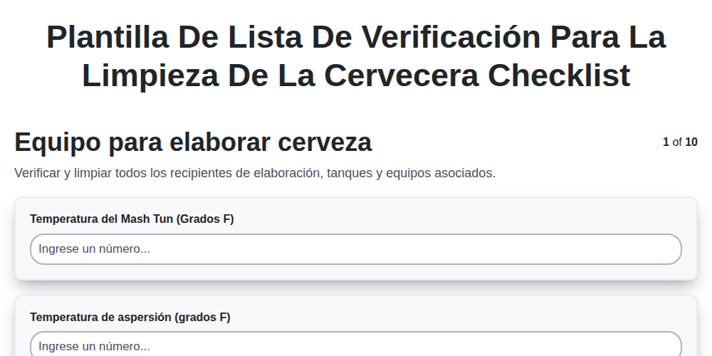 Plantilla de Lista de Verificación para la Limpieza de la Cervecera screenshot