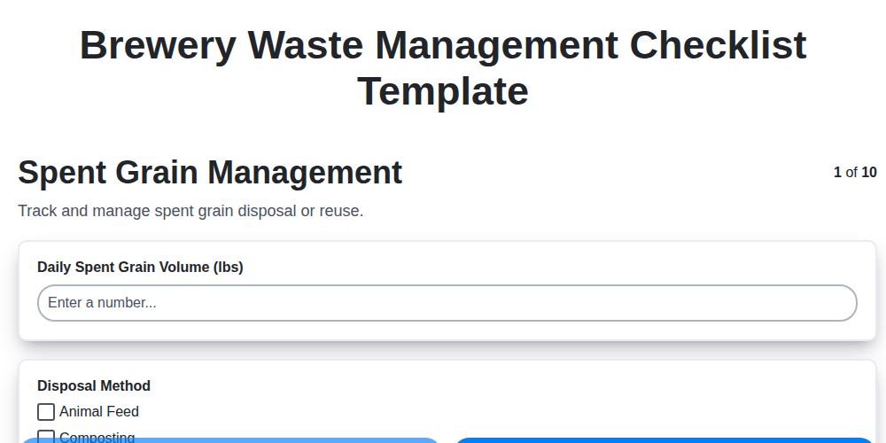 brewery waste management checklist template screenshot