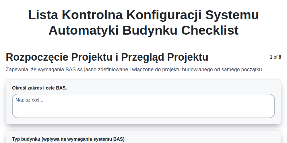 Lista kontrolna konfiguracji systemu automatyki budynku