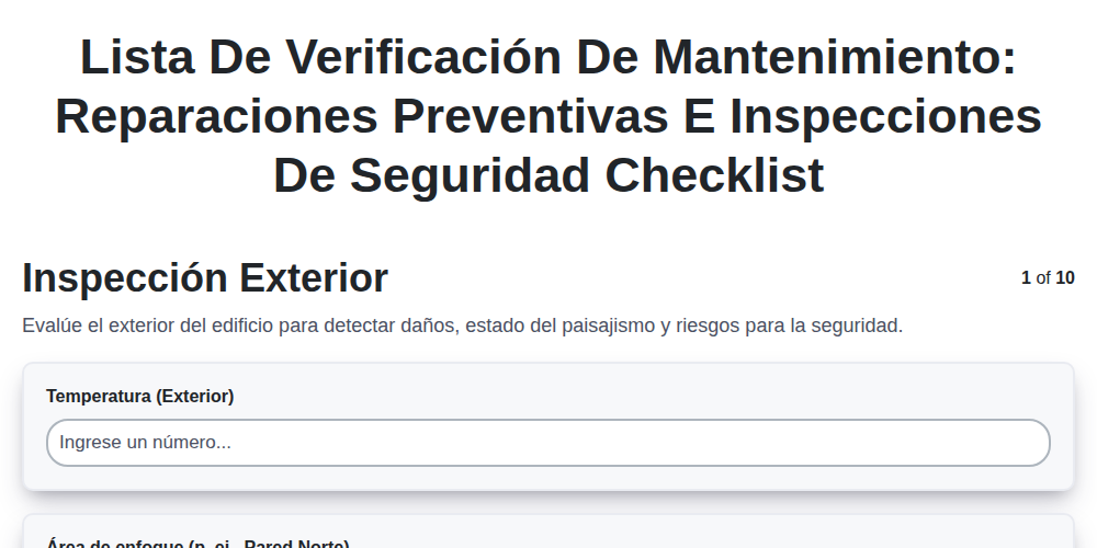 Lista de verificación de mantenimiento: Reparaciones preventivas e inspecciones de seguridad