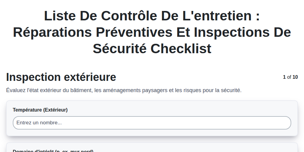 Liste de contrôle de l'entretien : réparations préventives et inspections de sécurité