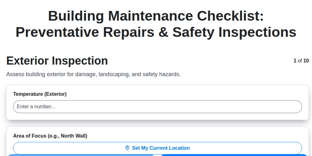 building maintenance checklist preventative repairs safety inspections screenshot