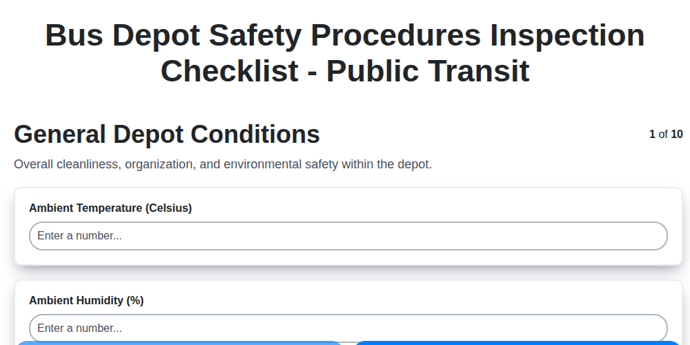 bus depot safety procedures inspection checklist public transit screenshot