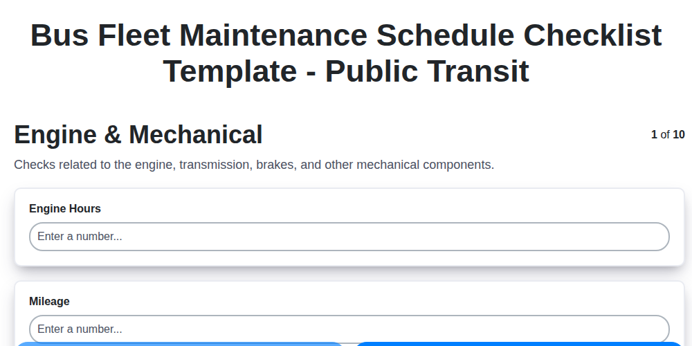 bus fleet maintenance schedule checklist template public transit screenshot