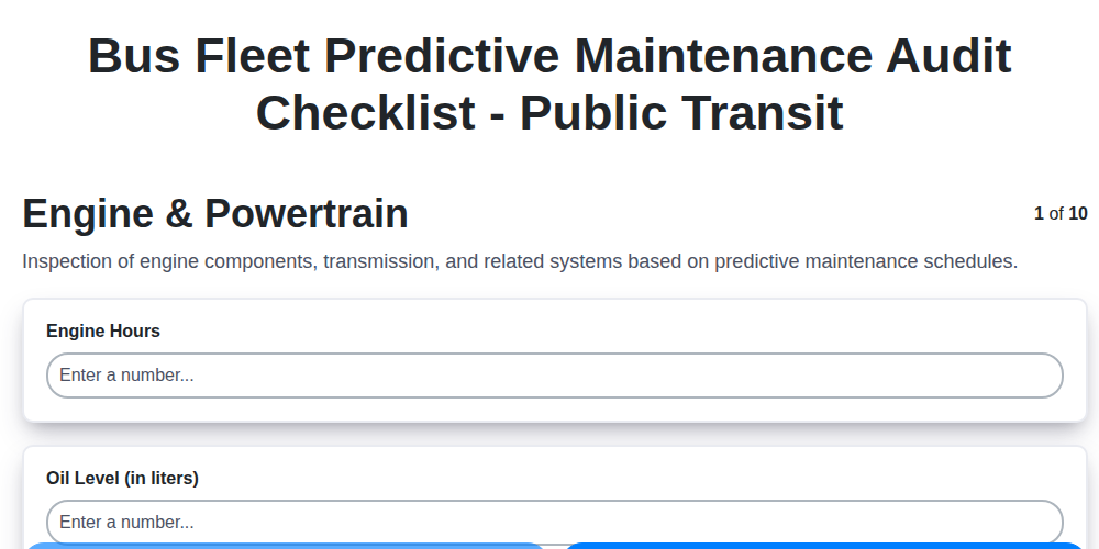 bus fleet predictive maintenance audit checklist public transit screenshot