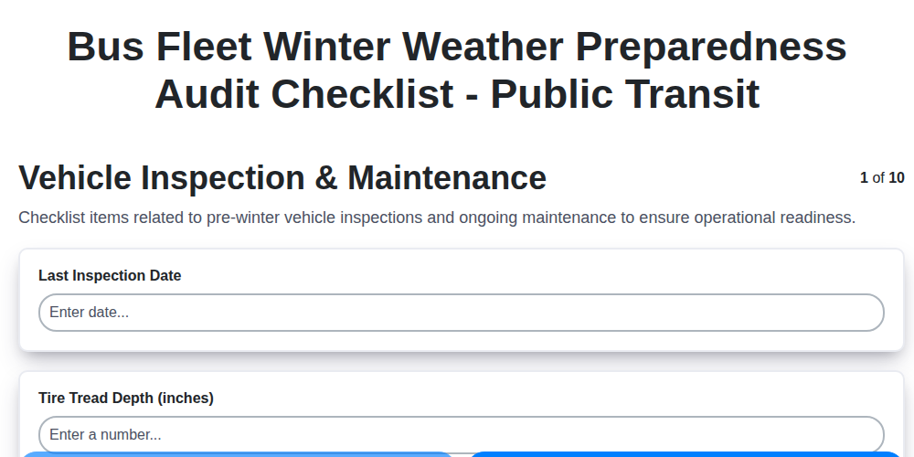 bus fleet winter weather preparedness audit checklist public transit screenshot