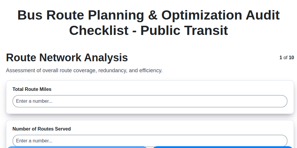 bus route planning optimization audit checklist public transit screenshot